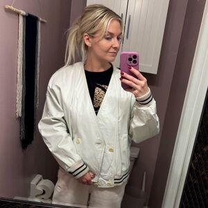 Vintage 80’s white leather jacket
